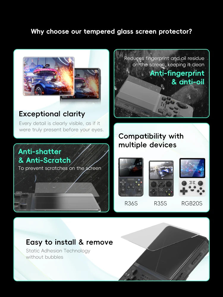 Data Frog 2/3/5/10/15pcs Tempered Glass Film For R36S 3.5 Inch Game