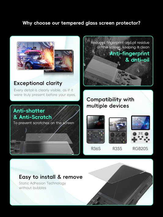 Data Frog 2/3/5/10/15pcs Tempered Glass Film For R36S 3.5 Inch Game
