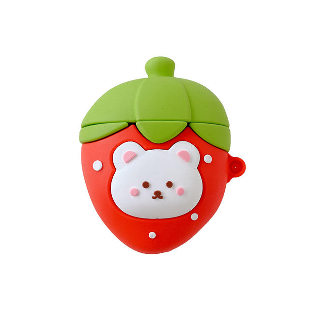 3D Peach Strawberry AirPods Cute Headphone Case Hard