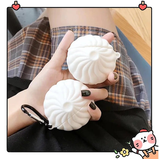 3D Cute Cartoon Steamed Stuffed Bun Case for Apple Airpods 1 2